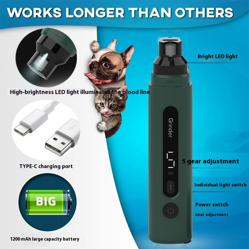 Dog Nail Grinder Electric Pet Nail Trimmers Rechargeable Cat Nail