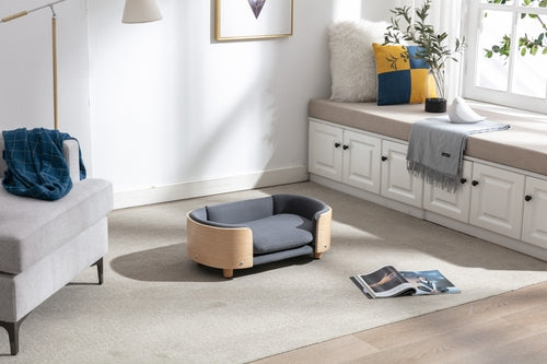 Scandinavian Style Elevated Pet Sofa with Solid Wood Legs