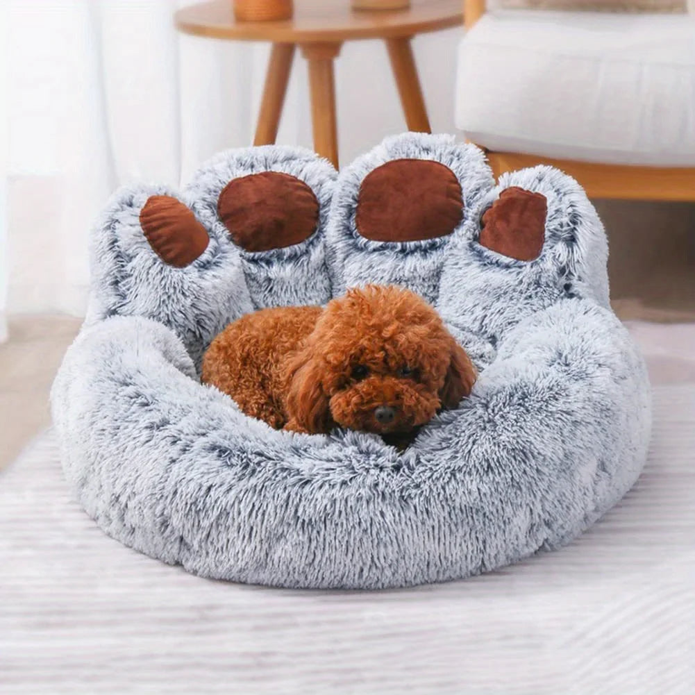 Dog Bed Cat Pet Sofa Cute Bear Paw Shape Comfortable Cozy Pet Sleeping