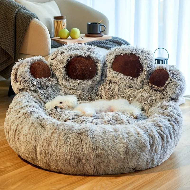 Dog Bed Cat Pet Sofa Cute Bear Paw Shape Comfortable Cozy Pet Sleeping