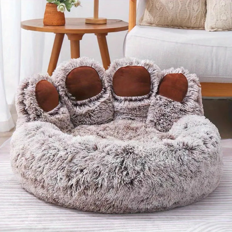Dog Bed Cat Pet Sofa Cute Bear Paw Shape Comfortable Cozy Pet Sleeping