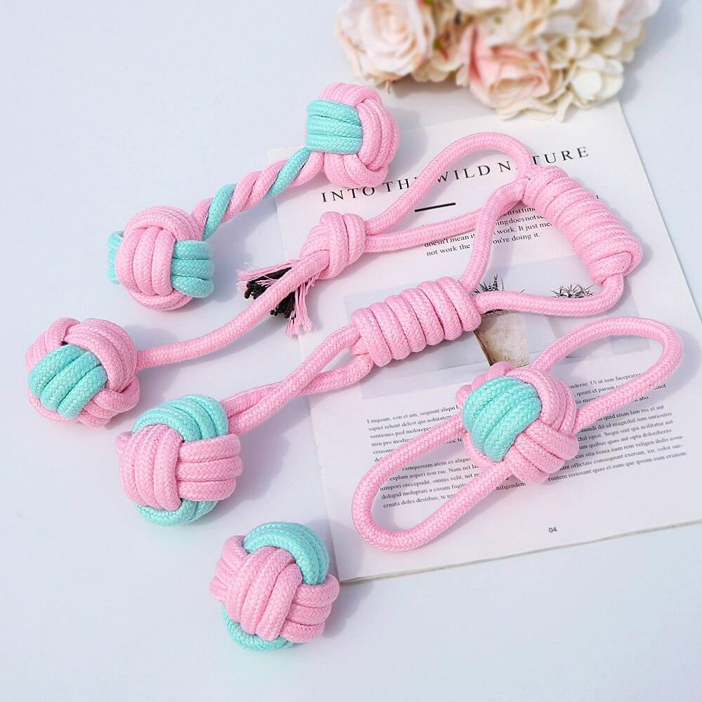 5pcs Cotton Dog Rope Toy Knot Dog Chew Toys Teeth Cleaning Pet Ball