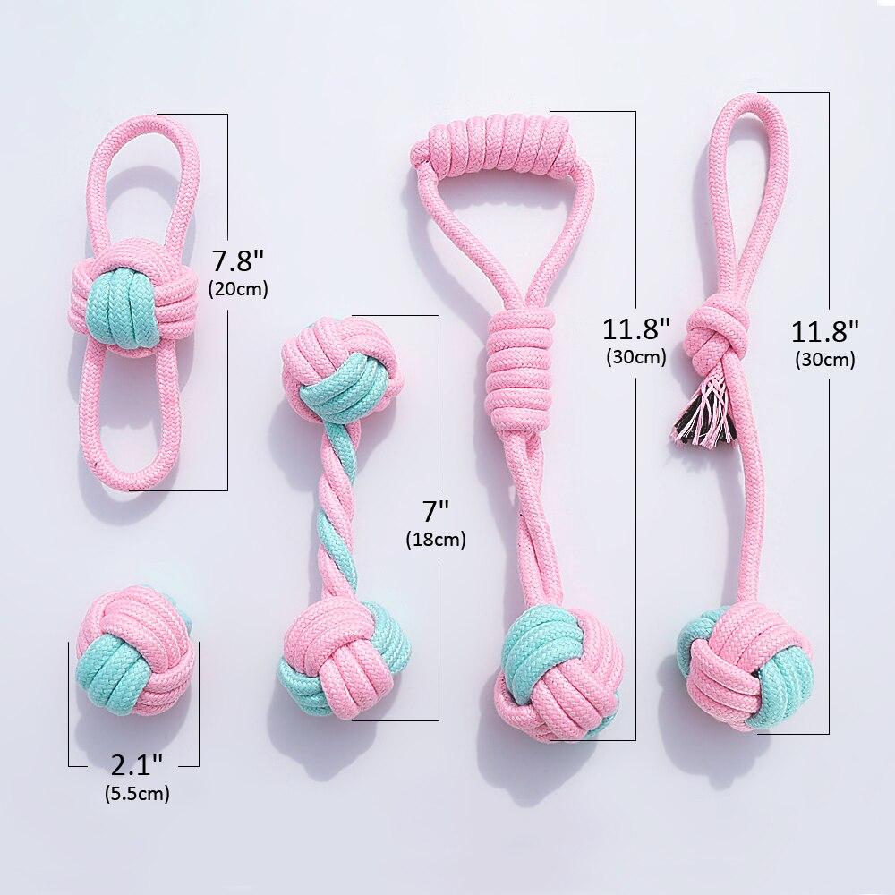 5pcs Cotton Dog Rope Toy Knot Dog Chew Toys Teeth Cleaning Pet Ball