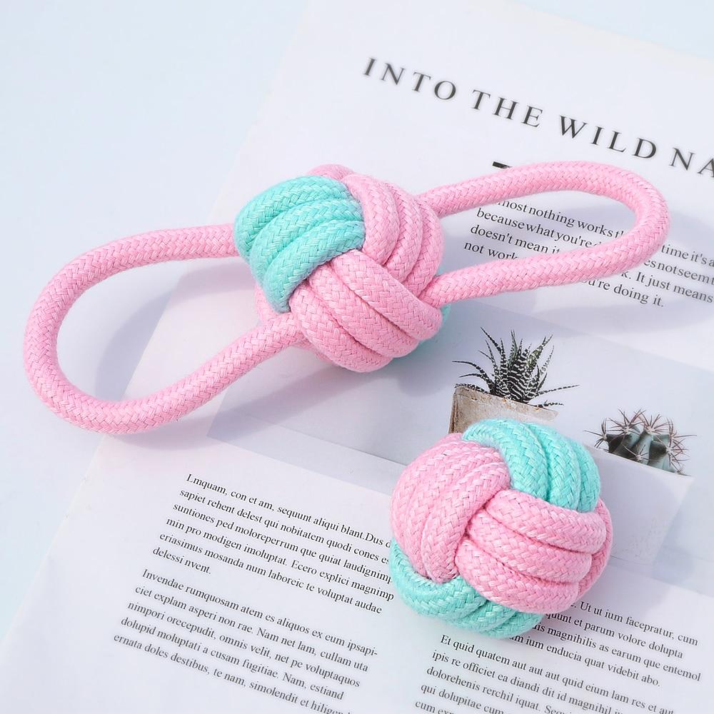 5pcs Cotton Dog Rope Toy Knot Dog Chew Toys Teeth Cleaning Pet Ball